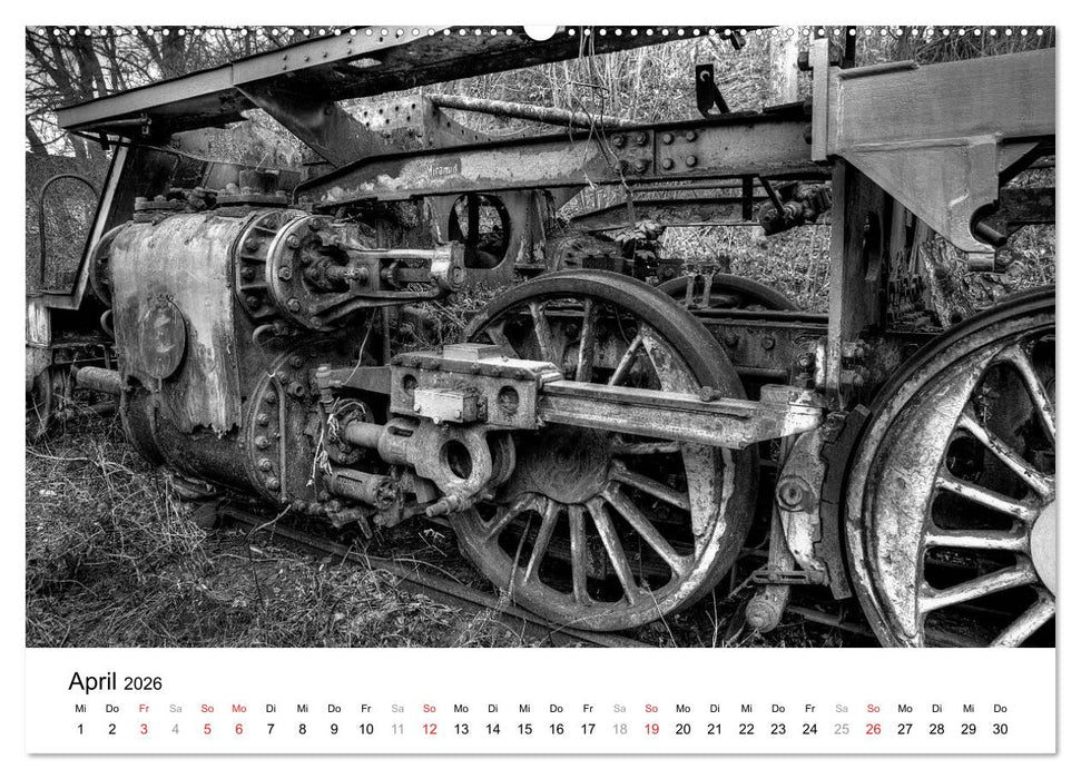 Unter Dampf - Eisenbahnromantik in schwarz-weiß (CALVENDO Wandkalender 2026)