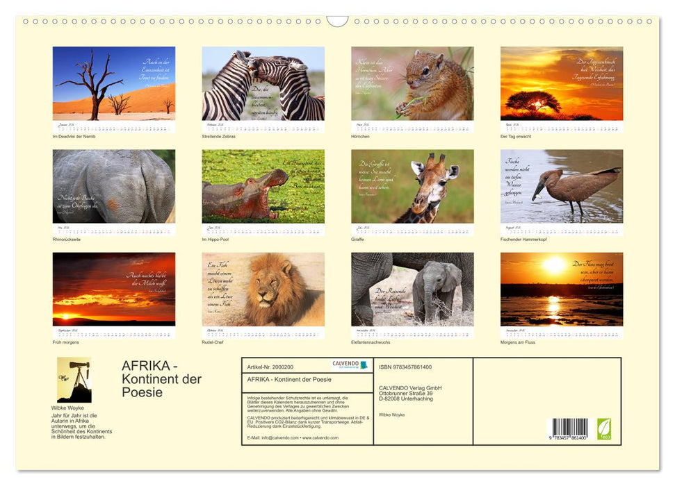 AFRIKA - Kontinent der Poesie (CALVENDO Wandkalender 2026)