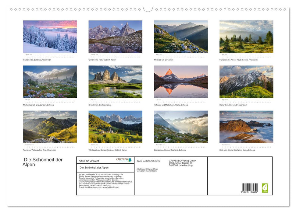 Die Schönheit der Alpen (CALVENDO Wandkalender 2026)