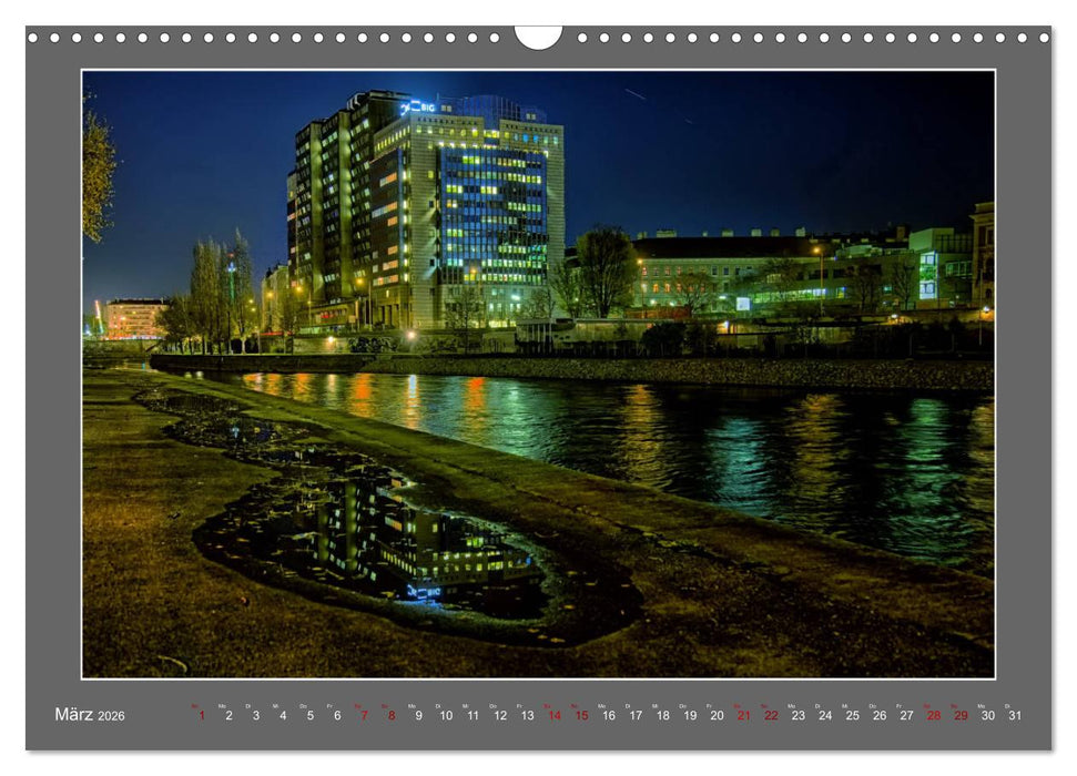 Großstadtabend - Die blaue Stunde in Wien (CALVENDO Wandkalender 2026)