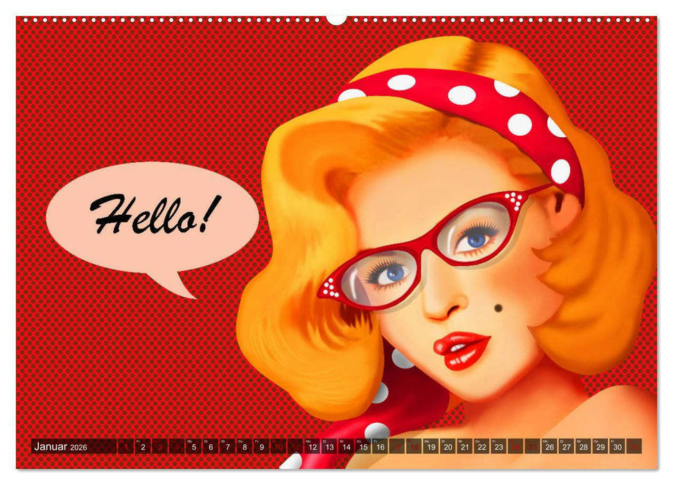 Pin-Up Girls im Retro Style by Mausopardia (CALVENDO Wandkalender 2026)