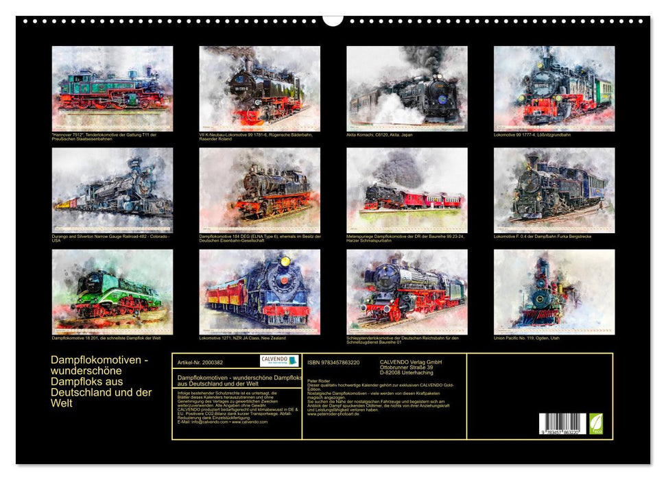 Dampflokomotiven - wunderschöne Dampfloks aus Deutschland und der Welt (CALVENDO Wandkalender 2026)
