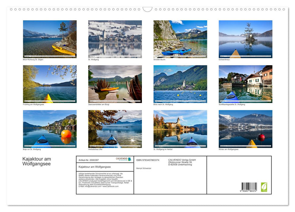 Kajaktour am Wolfgangsee (CALVENDO Wandkalender 2026)