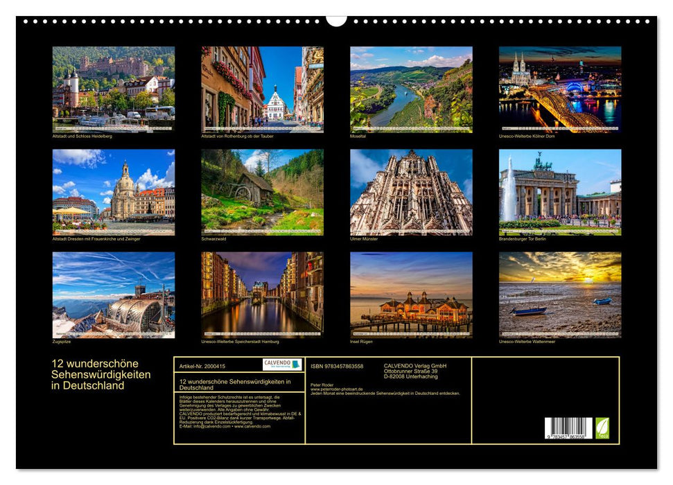 12 wunderschöne Sehenswürdigkeiten in Deutschland (CALVENDO Wandkalender 2026)