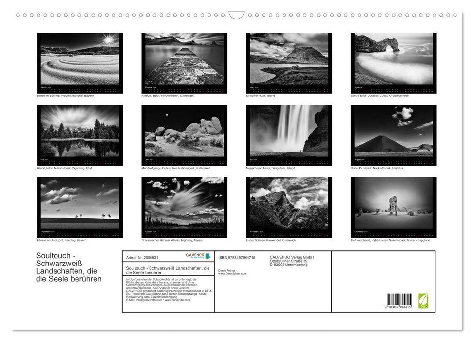 Soultouch - Schwarzweiß Landschaften, die die Seele berühren (CALVENDO Wandkalender 2026)