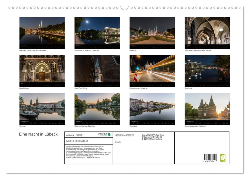 Eine Nacht in Lübeck (CALVENDO Wandkalender 2026)
