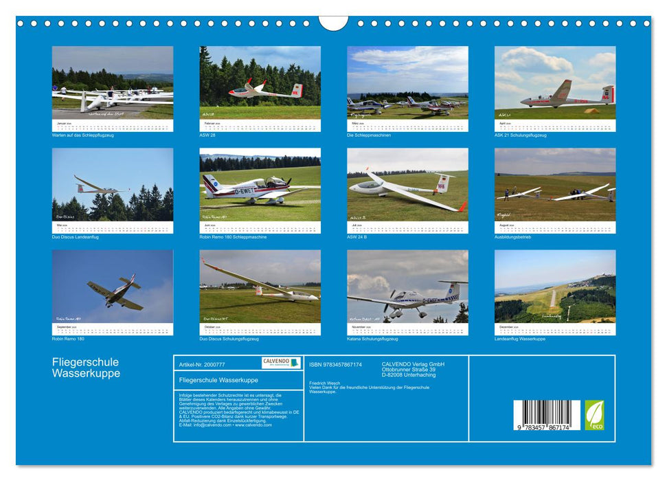 Fliegerschule Wasserkuppe (CALVENDO Wandkalender 2026)
