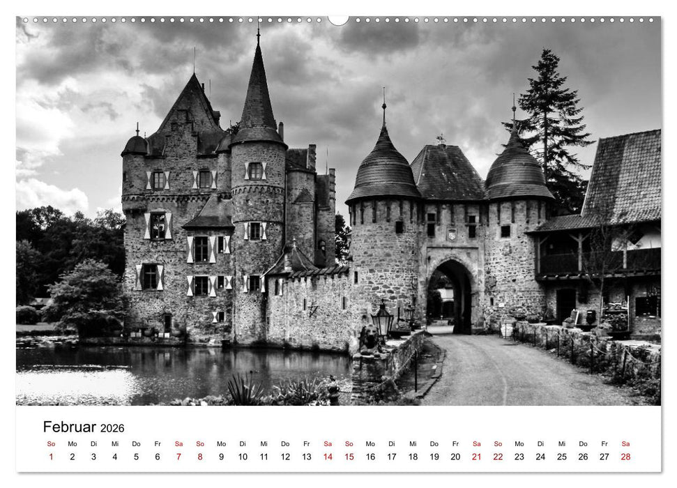 Burgen in schwarzweiß - Wie aus alten Zeiten (CALVENDO Wandkalender 2026)