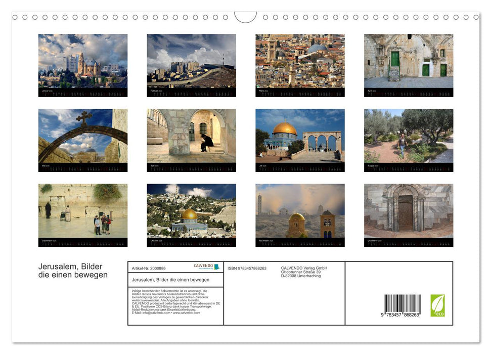Jerusalem, Bilder die einen bewegen (CALVENDO Wandkalender 2026)