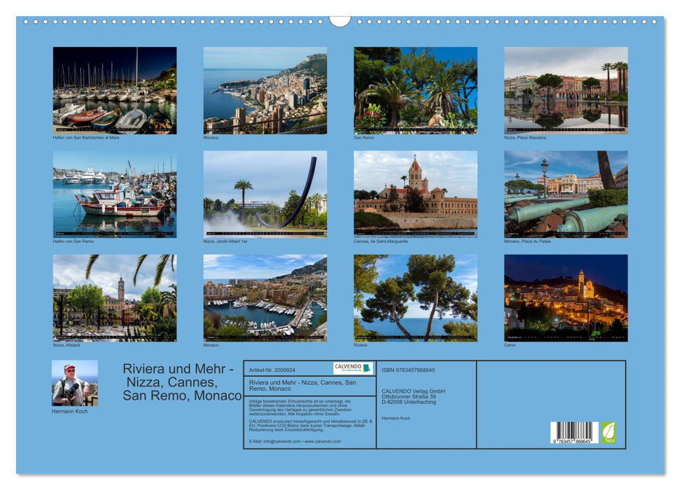 Riviera und Mehr - Nizza, Cannes, San Remo, Monaco (CALVENDO Wandkalender 2026)