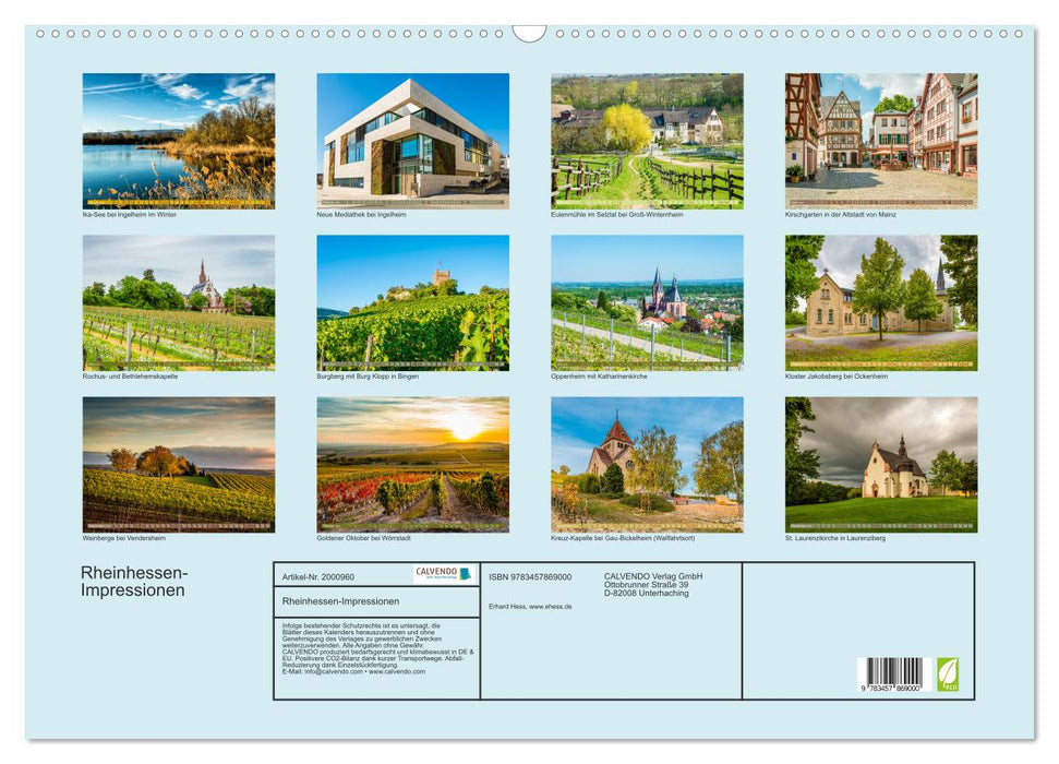 Rheinhessen-Impressionen (CALVENDO Wandkalender 2026)