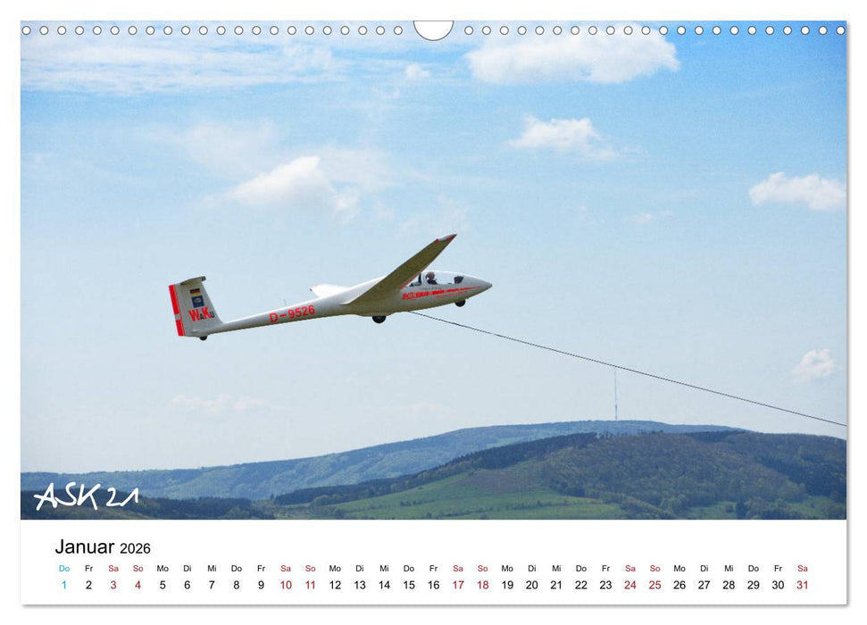 Flugzeuge auf der Wasserkuppe 2026 (CALVENDO Wandkalender 2026)