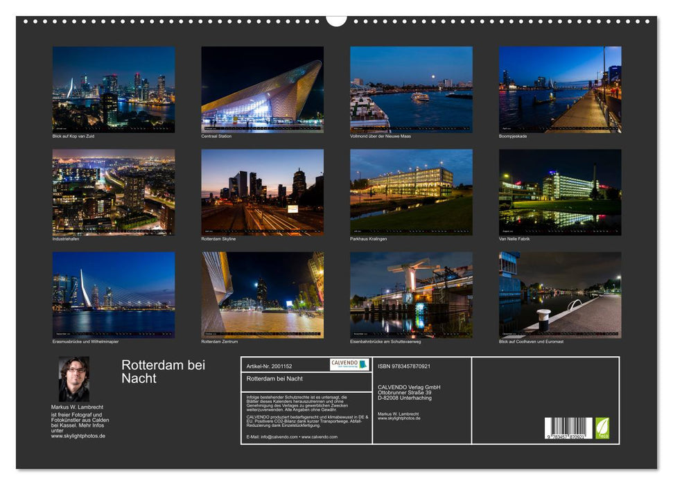 Rotterdam bei Nacht (CALVENDO Wandkalender 2026)
