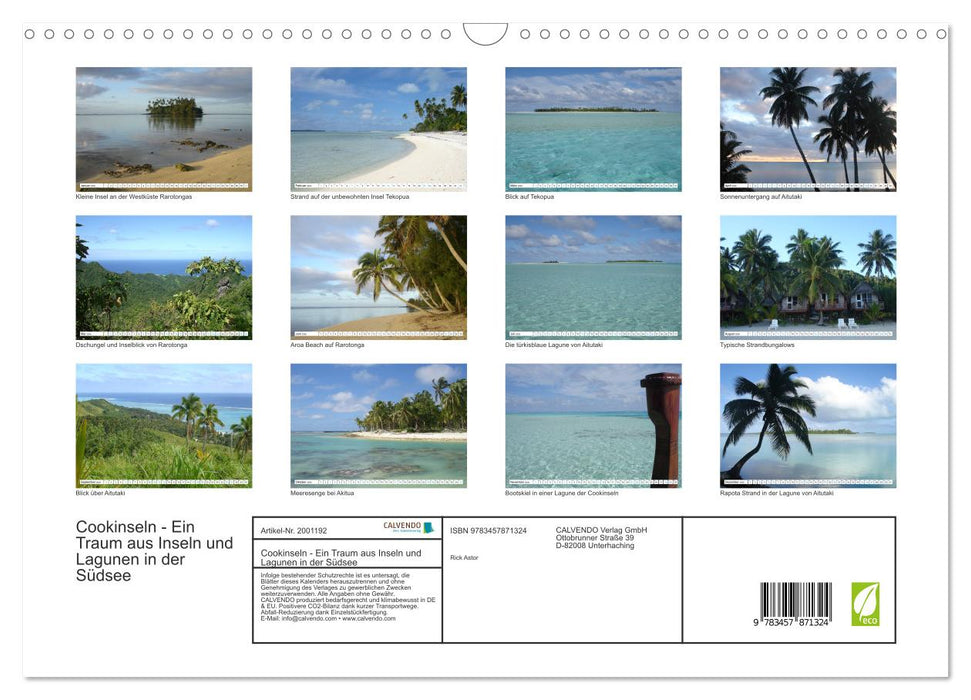 Cookinseln - Ein Traum aus Inseln und Lagunen in der Südsee (CALVENDO Wandkalender 2026)