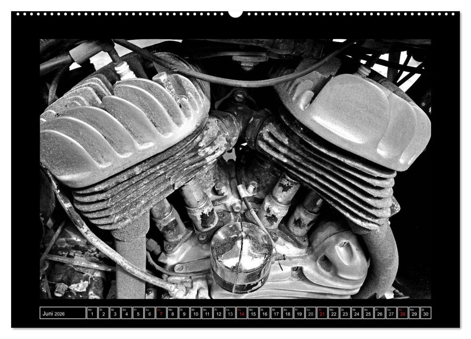 Harley Davidson WLA 750 in Schwarzweiss (CALVENDO Wandkalender 2026)