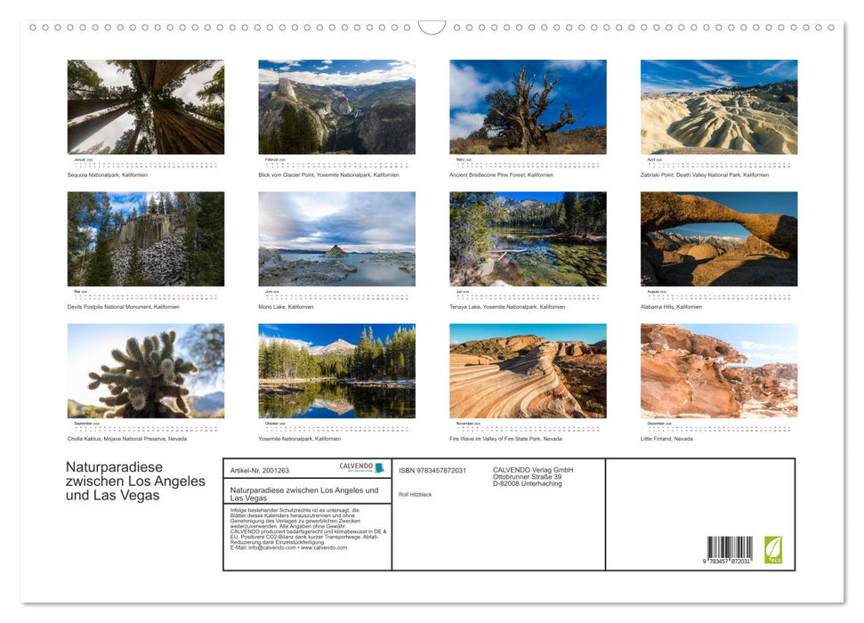 Naturparadiese zwischen Los Angeles und Las Vegas (CALVENDO Wandkalender 2026)
