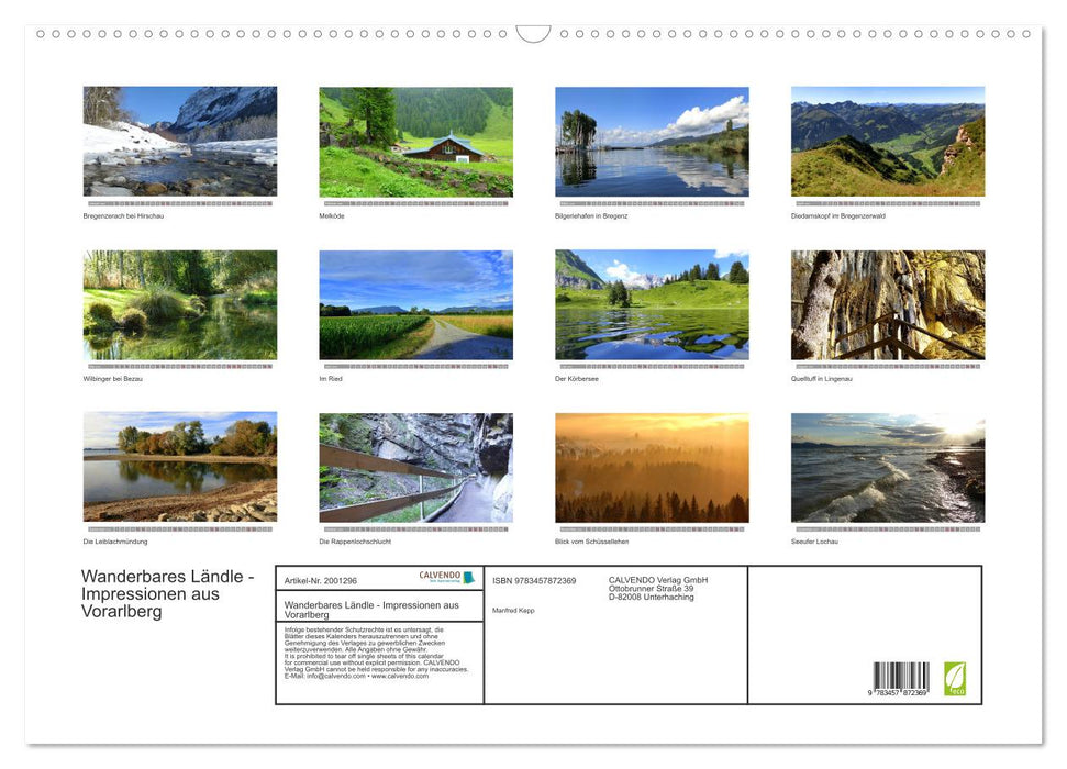 Wanderbares Ländle - Impressionen aus Vorarlberg (CALVENDO Wandkalender 2026)