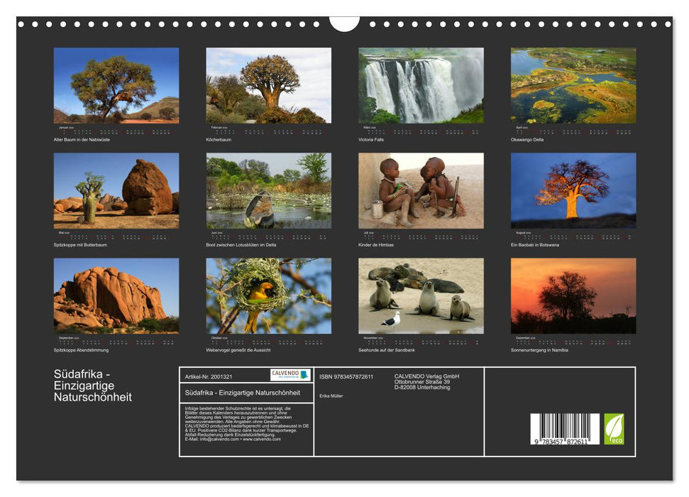 Südafrika - Einzigartige Naturschönheit (CALVENDO Wandkalender 2026)