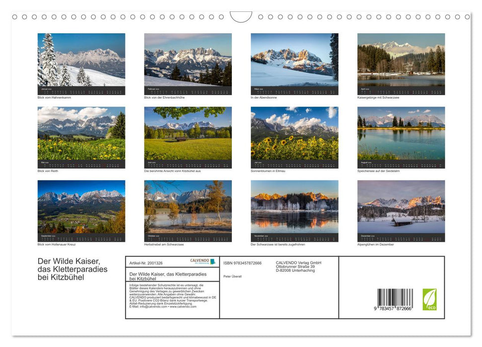 Der Wilde Kaiser, das Kletterparadies bei Kitzbühel (CALVENDO Wandkalender 2026)