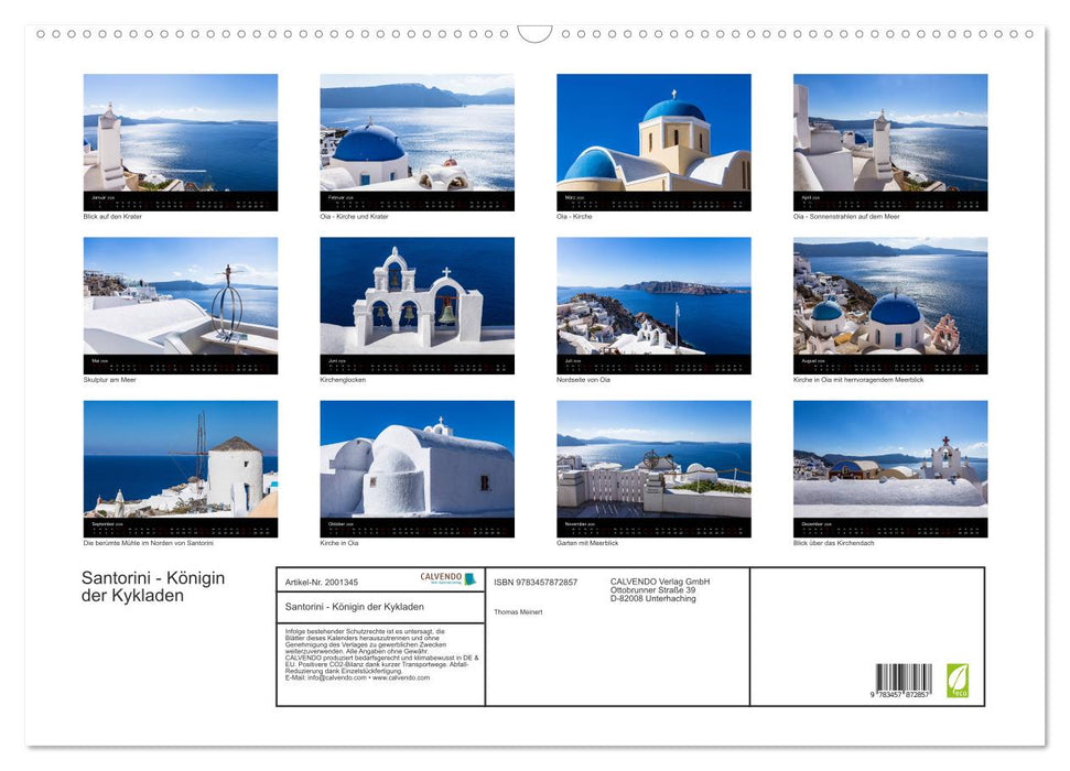 Santorini - Königin der Kykladen (CALVENDO Wandkalender 2026)