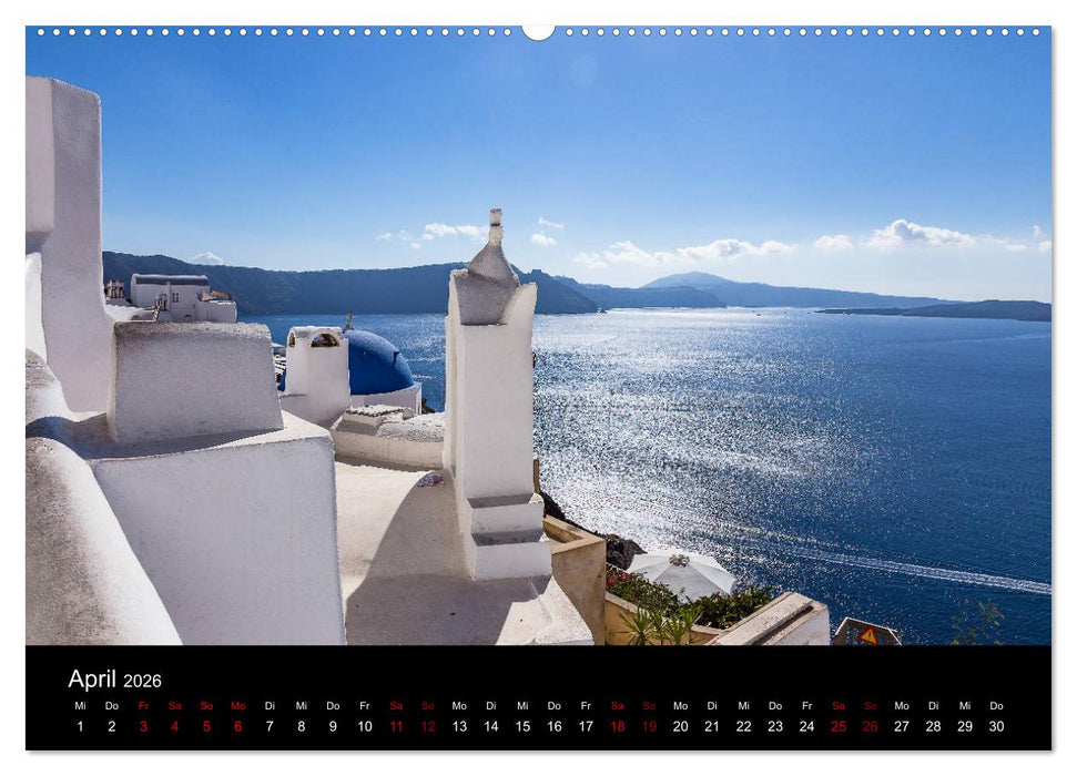 Santorini - Königin der Kykladen (CALVENDO Wandkalender 2026)