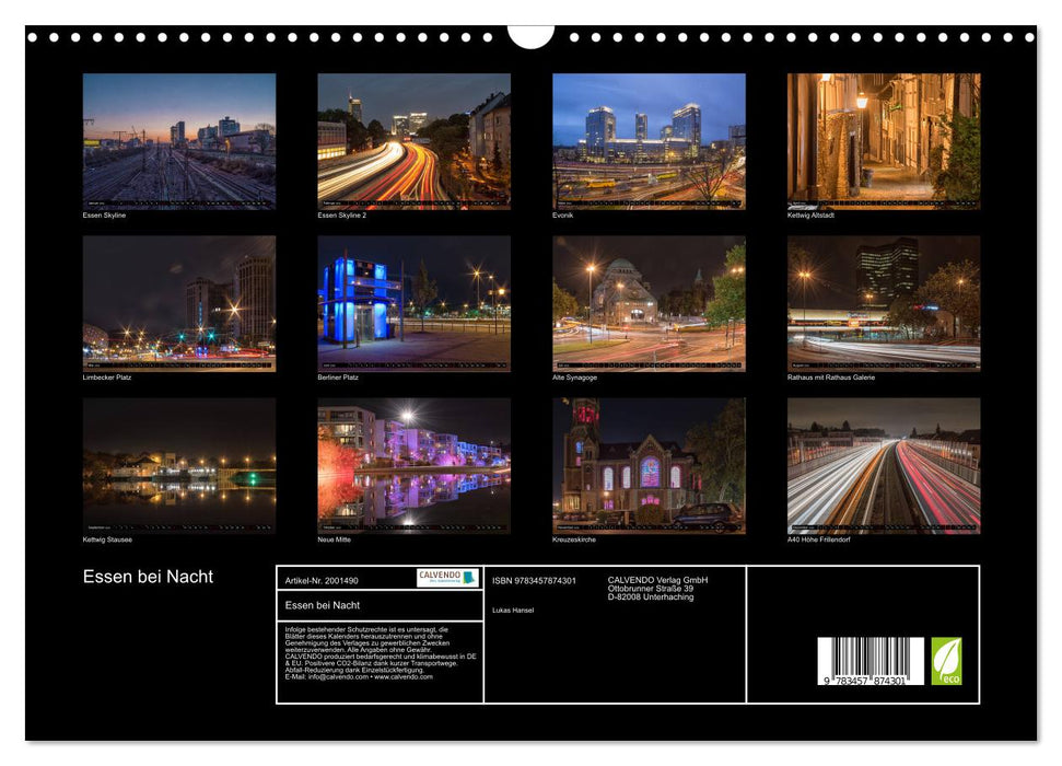 Essen bei Nacht (CALVENDO Wandkalender 2026)