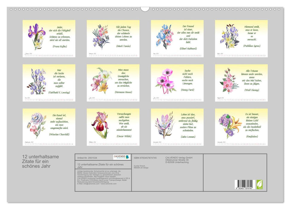 12 unterhaltsame Zitate für ein schönes Jahr (CALVENDO Wandkalender 2026)