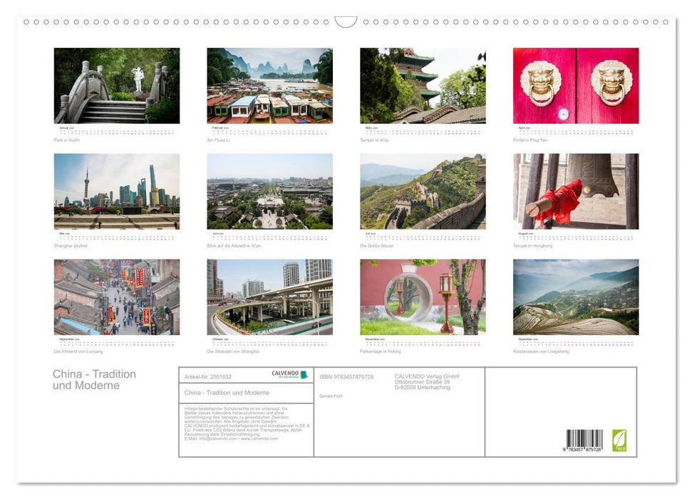 China - Tradition und Moderne (CALVENDO Wandkalender 2026)