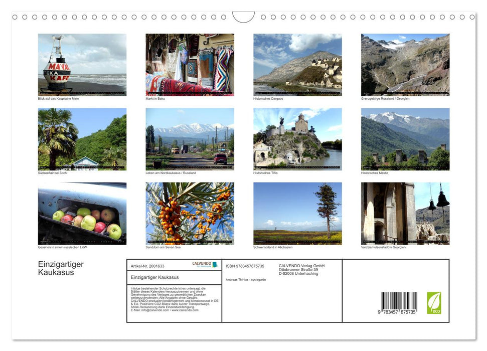 Einzigartiger Kaukasus (CALVENDO Wandkalender 2026)