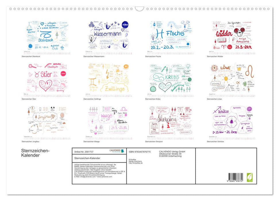 Sternzeichen-Kalender (CALVENDO Wandkalender 2026)