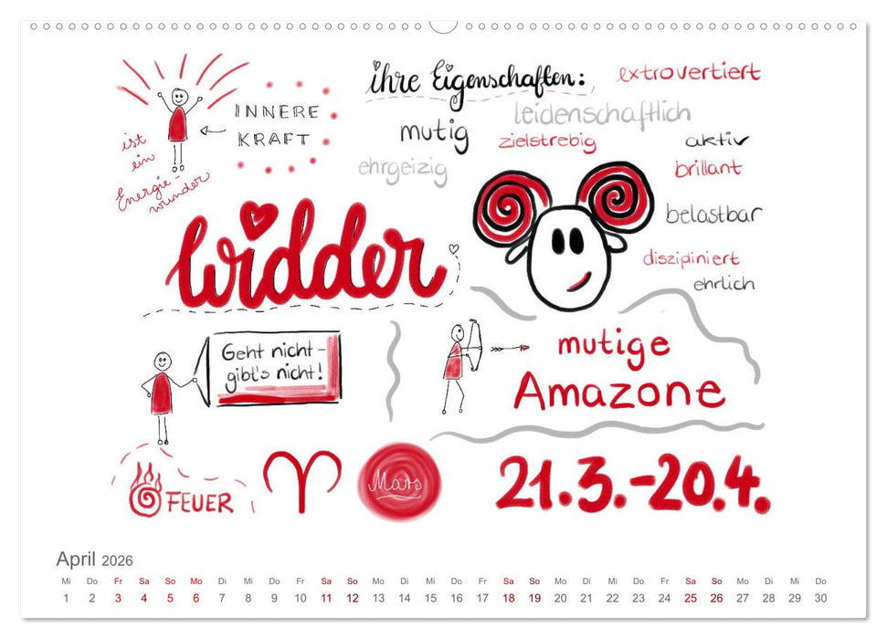 Sternzeichen-Kalender (CALVENDO Wandkalender 2026)