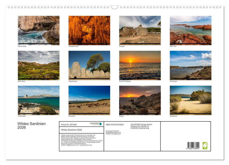 Wildes Sardinien 2026 (CALVENDO Wandkalender 2026)