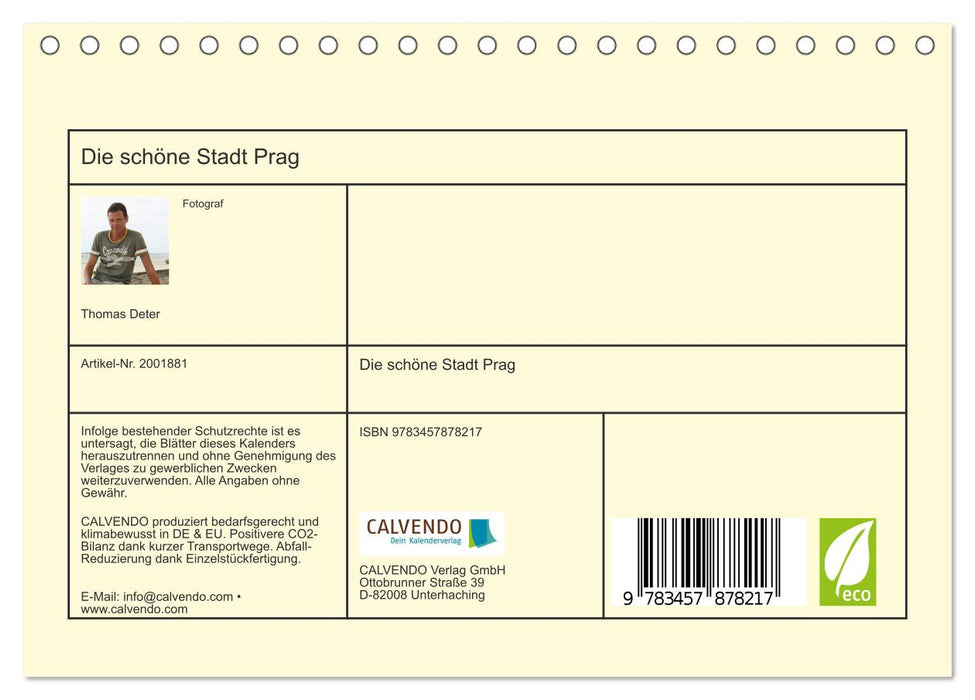 Die schöne Stadt Prag (CALVENDO Wandkalender 2026)