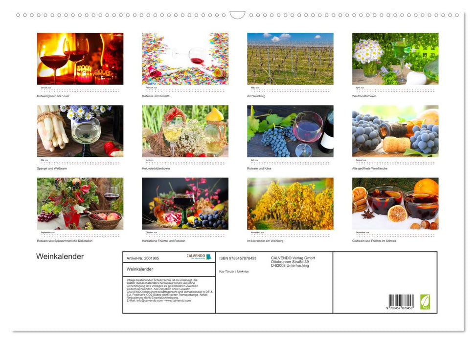 Weinkalender (CALVENDO Wandkalender 2026)