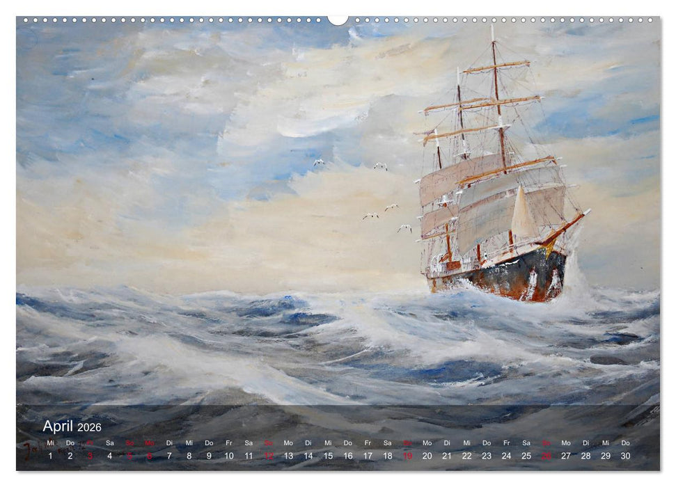 Segel am Horizont - Marinemaler Alfred Jahnke (CALVENDO Wandkalender 2026)