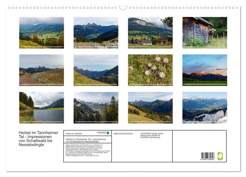 Herbst im Tannheimer Tal - Impressionen von Schattwald bis Nesselwängle (CALVENDO Wandkalender 2026)