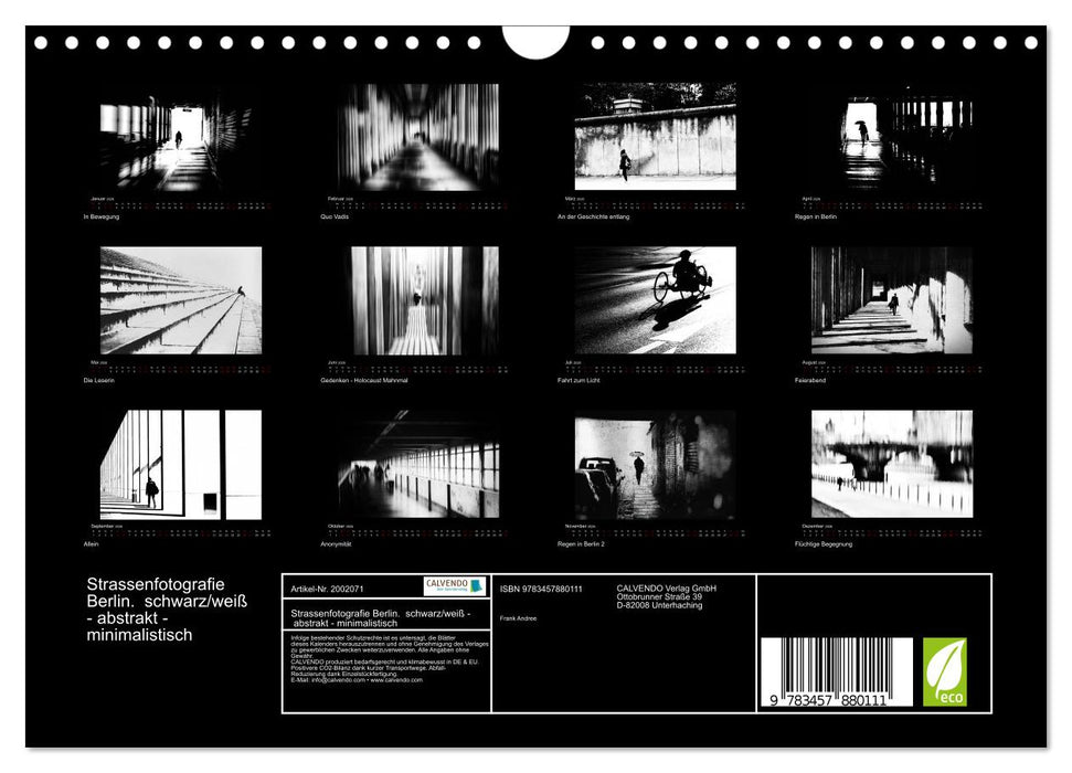 Strassenfotografie Berlin. schwarz/weiß - abstrakt - minimalistisch (CALVENDO Wandkalender 2026)