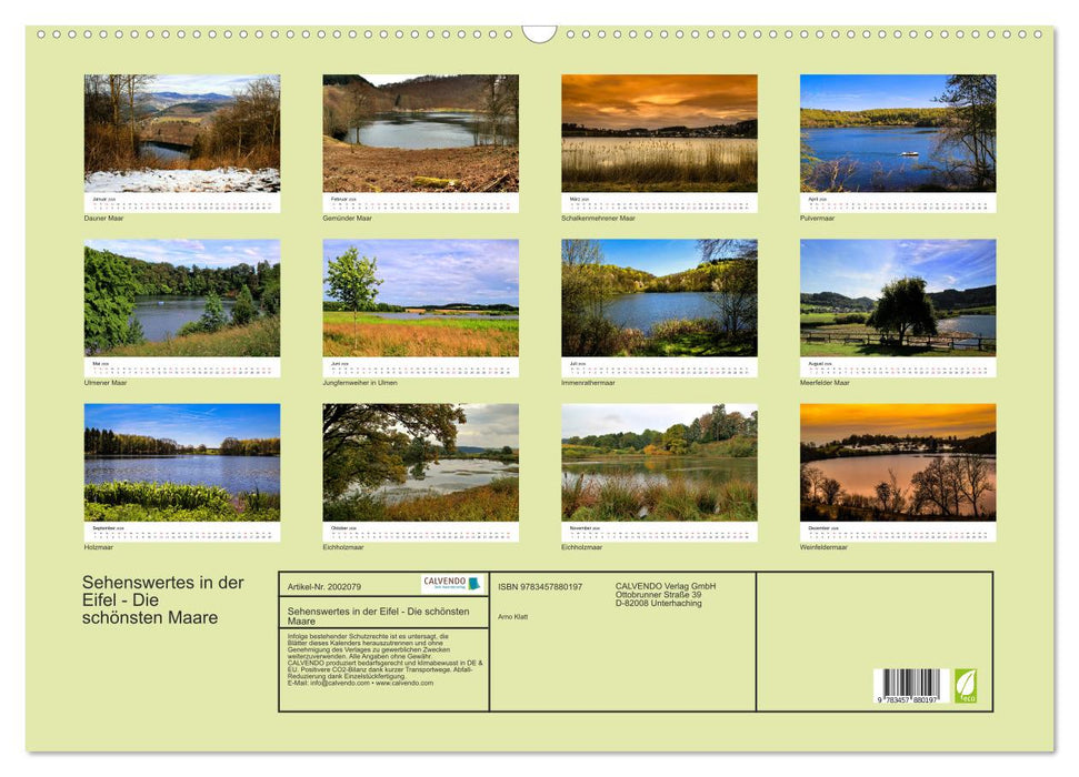 Sehenswertes in der Eifel - Die schönsten Maare (CALVENDO Wandkalender 2026)