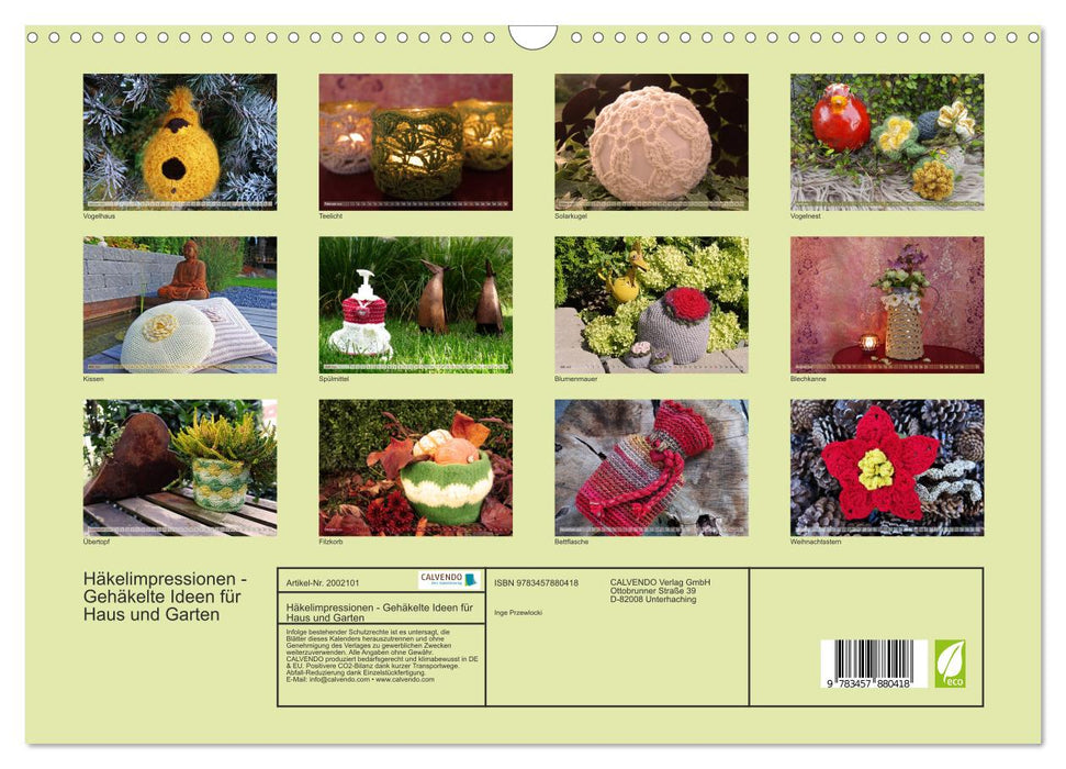 Häkelimpressionen - Gehäkelte Ideen für Haus und Garten (CALVENDO Wandkalender 2026)