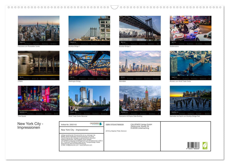 New York City - Impressionen (CALVENDO Wandkalender 2026)