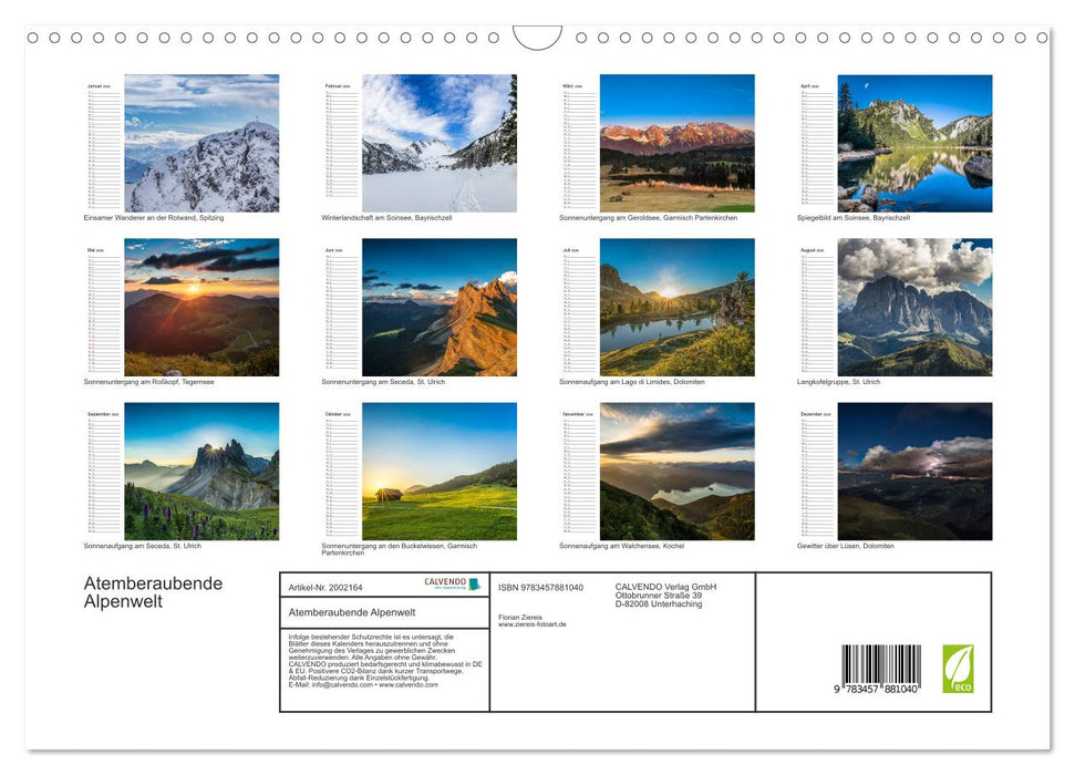 Atemberaubende Alpenwelt (CALVENDO Wandkalender 2026)