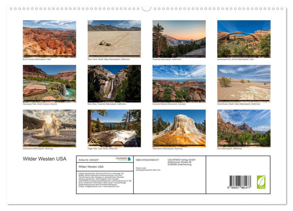 Wilder Westen USA (CALVENDO Premium Wandkalender 2026)