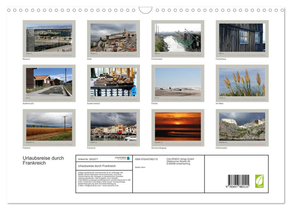 Urlaubsreise durch Frankreich (CALVENDO Wandkalender 2026)