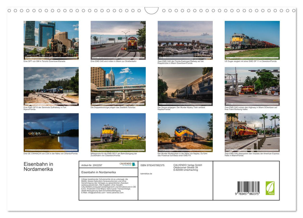 Eisenbahn in Nordamerika (CALVENDO Wandkalender 2026)
