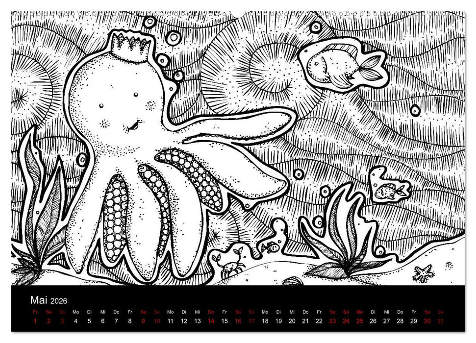 Bezaubernde Mini-Monster - Ein Ausmal-Kalender (CALVENDO Wandkalender 2026)