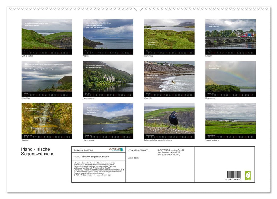Irland - Irische Segenswünsche (CALVENDO Wandkalender 2026)