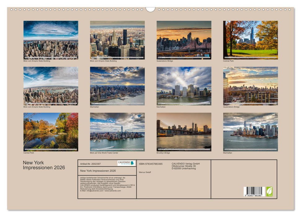 New York Impressionen 2026 (CALVENDO Wandkalender 2026)