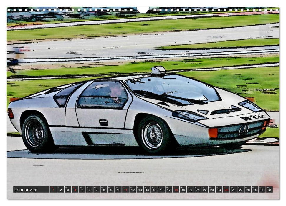Sportwagen in knalligem Graffiti Style (CALVENDO Wandkalender 2026)
