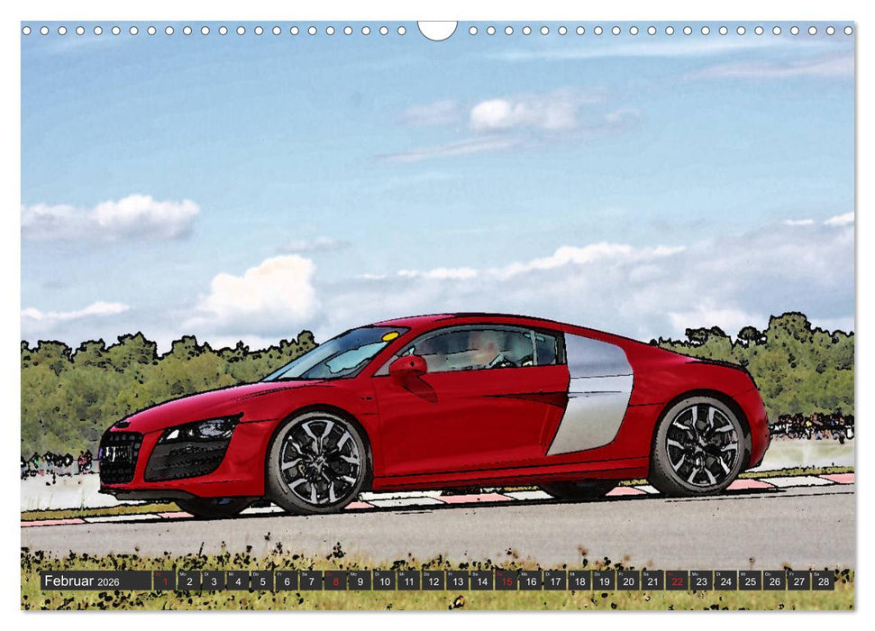 Sportwagen in knalligem Graffiti Style (CALVENDO Wandkalender 2026)