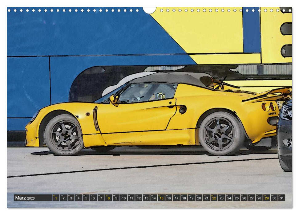 Sportwagen in knalligem Graffiti Style (CALVENDO Wandkalender 2026)